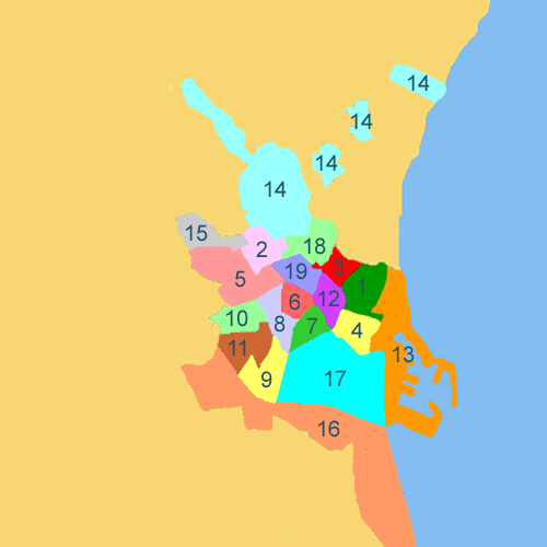Valencia City - clickable image map to select districts