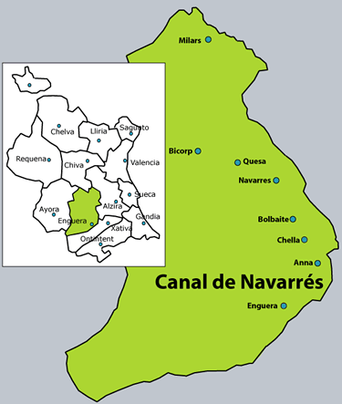 map of canal de navarres, valencia