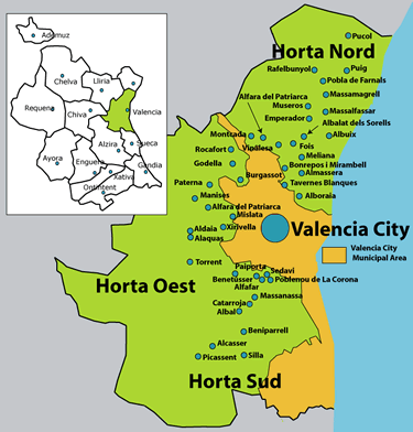 map of horta nord (horta de valencia)