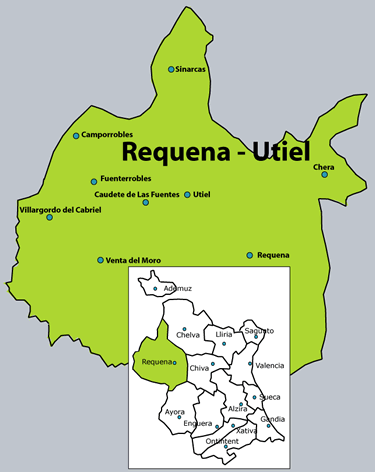 map of Requena-Utiel, valencia