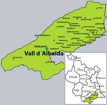 map of vall d'albaida, valencia