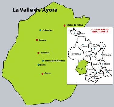 map of valle de ayora, valencia