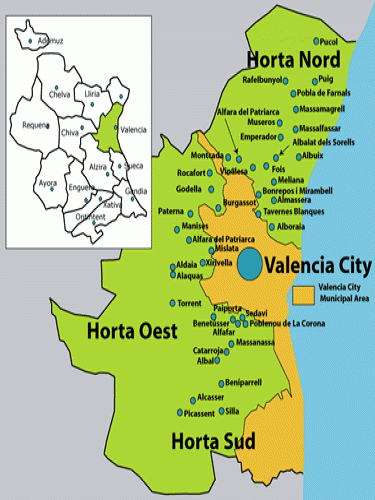 map of horta oest (horta de valencia)