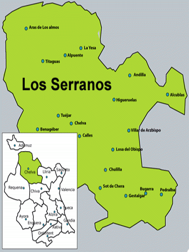 map of los serranos, valencia